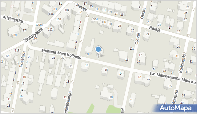 Legnica, św. Maksymiliana Marii Kolbego, 7, mapa Legnicy