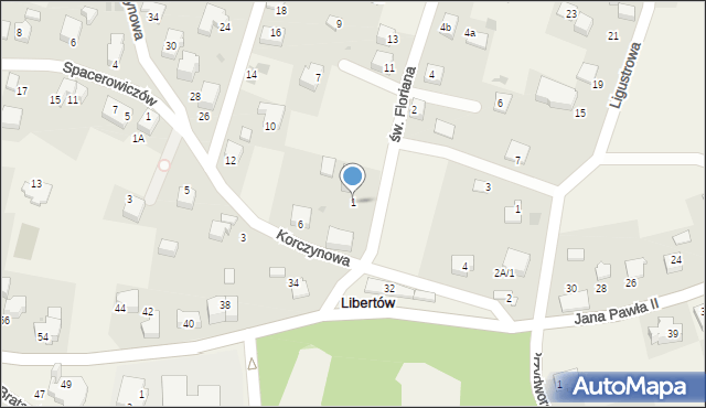 Libertów, św. Floriana, 1, mapa Libertów