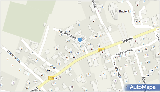 Liszki, św. s. Faustyny, 1, mapa Liszki