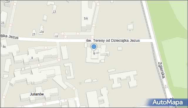 Łódź, św. Teresy od Dzieciątka Jezus, 6, mapa Łodzi