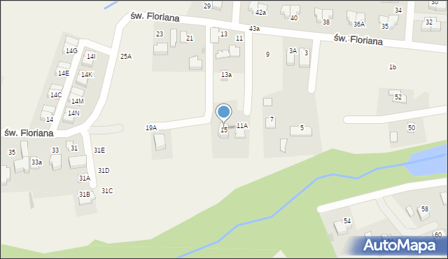 Lusina, św. Floriana, 15, mapa Lusina