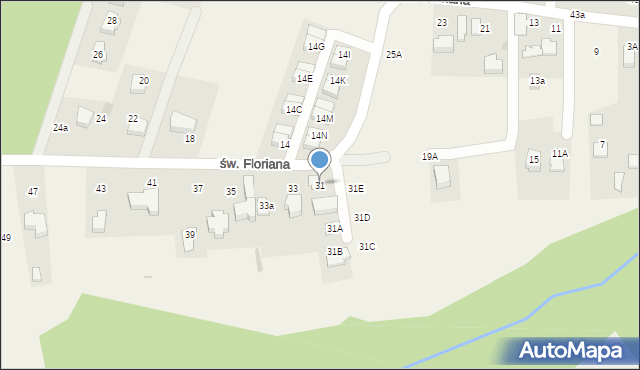 Lusina, św. Floriana, 31, mapa Lusina