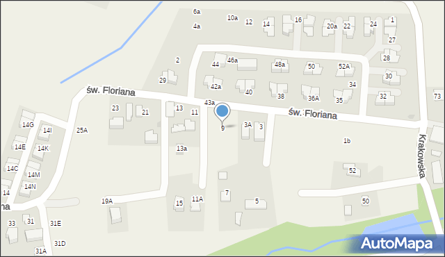 Lusina, św. Floriana, 9, mapa Lusina