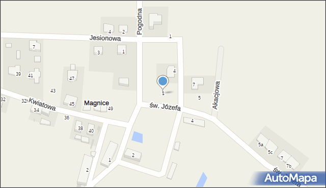 Magnice, św. Józefa, 1, mapa Magnice