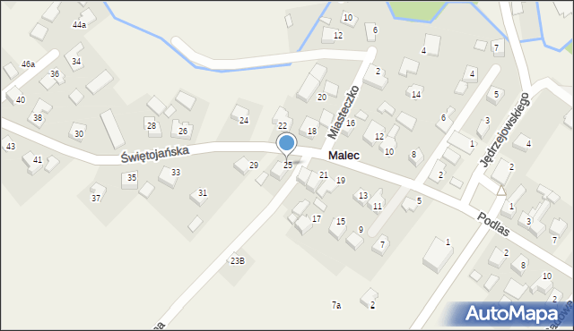 Malec, Świętojańska, 25, mapa Malec