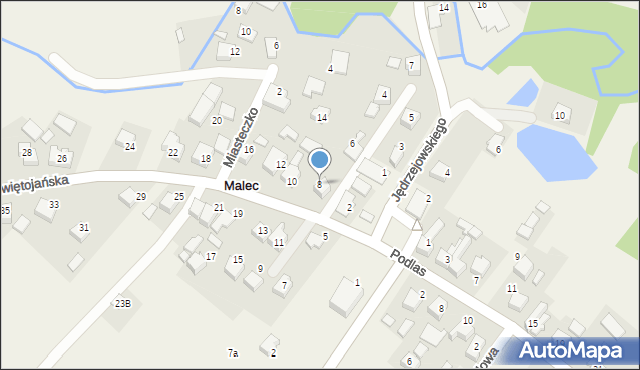 Malec, Świętojańska, 8, mapa Malec