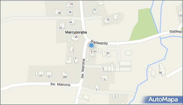 Marcyporęba, św. Marcina, 1, mapa Marcyporęba