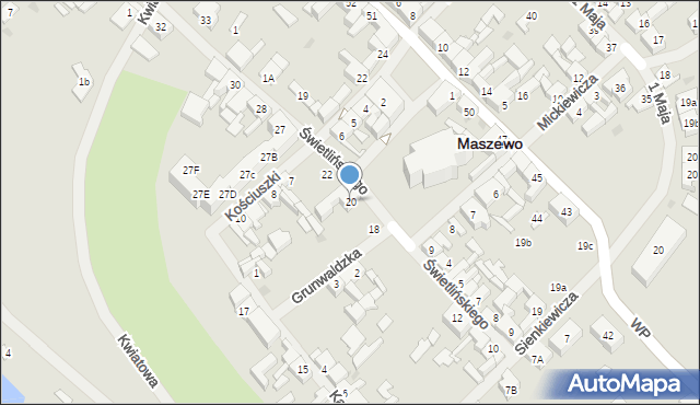 Maszewo, Świetlińskiego Kazimierza, ks., 20, mapa Maszewo