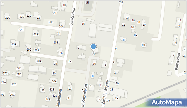 Michałowice, św. Kazimierza, 11, mapa Michałowice