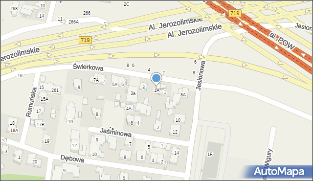 Michałowice, Świerkowa, 1A, mapa Michałowice