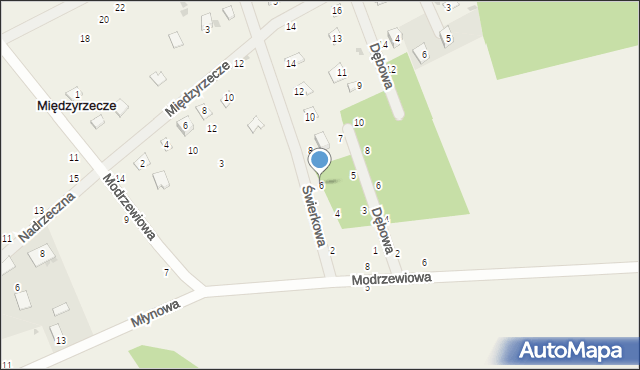 Międzyrzecze, Świerkowa, 6, mapa Międzyrzecze