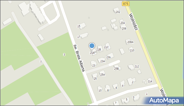 Mielec, św. Brata Alberta, 21A, mapa Mielca