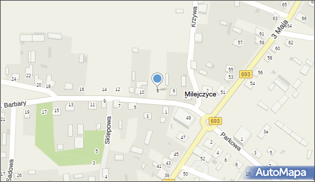 Milejczyce, św. Barbary, 8, mapa Milejczyce