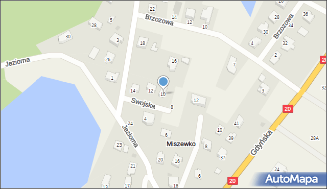 Miszewko, Swojska, 10, mapa Miszewko