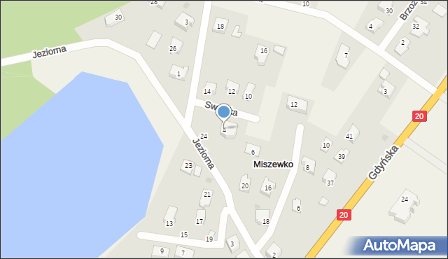 Miszewko, Swojska, 4, mapa Miszewko