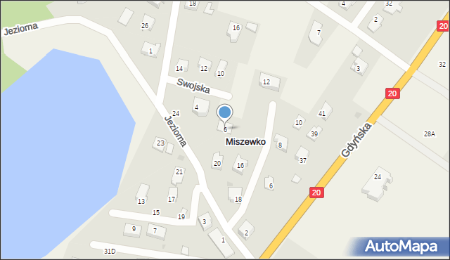 Miszewko, Swojska, 6, mapa Miszewko