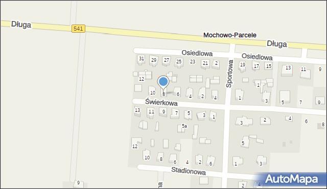 Mochowo-Parcele, Świerkowa, 8, mapa Mochowo-Parcele
