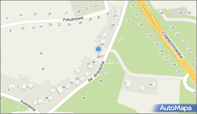 Modlnica, św. Wojciecha, 101, mapa Modlnica