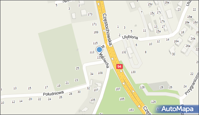 Modlnica, św. Wojciecha, 111, mapa Modlnica