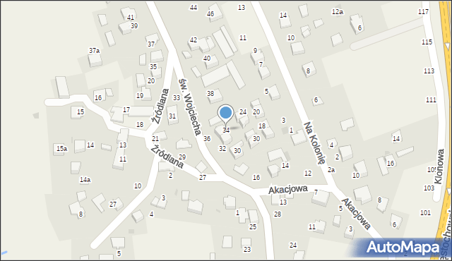 Modlnica, św. Wojciecha, 34, mapa Modlnica