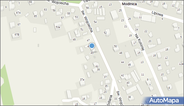 Modlnica, św. Wojciecha, 43, mapa Modlnica