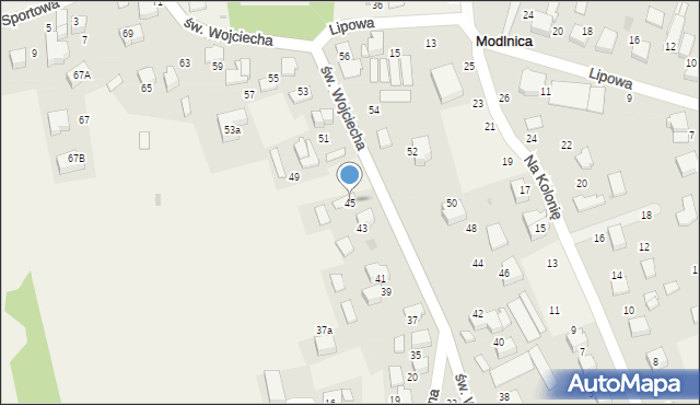 Modlnica, św. Wojciecha, 45, mapa Modlnica