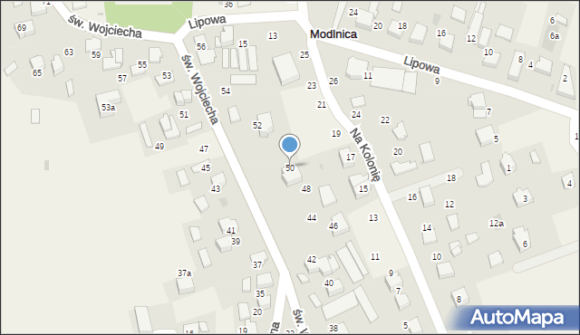 Modlnica, św. Wojciecha, 50, mapa Modlnica