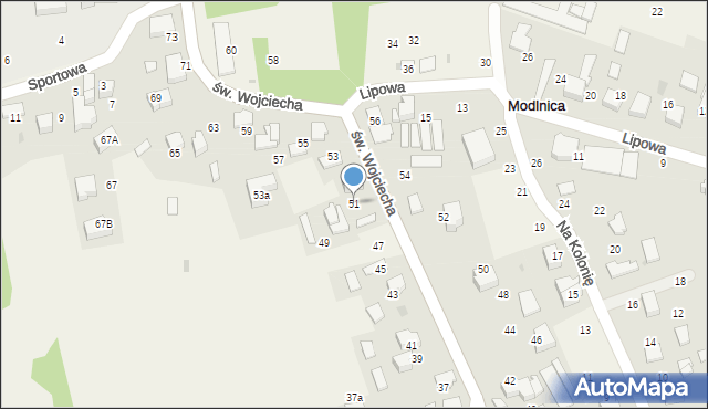 Modlnica, św. Wojciecha, 51, mapa Modlnica