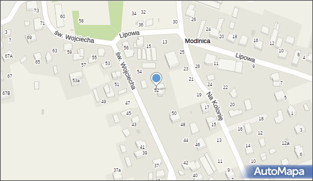 Modlnica, św. Wojciecha, 52, mapa Modlnica