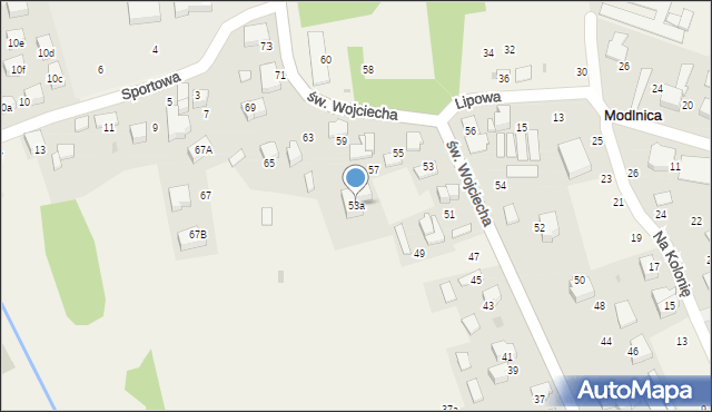 Modlnica, św. Wojciecha, 53a, mapa Modlnica