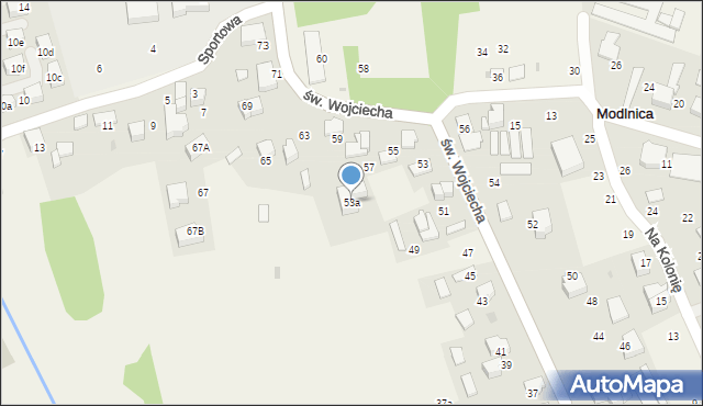 Modlnica, św. Wojciecha, 53a, mapa Modlnica