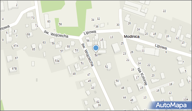 Modlnica, św. Wojciecha, 54, mapa Modlnica