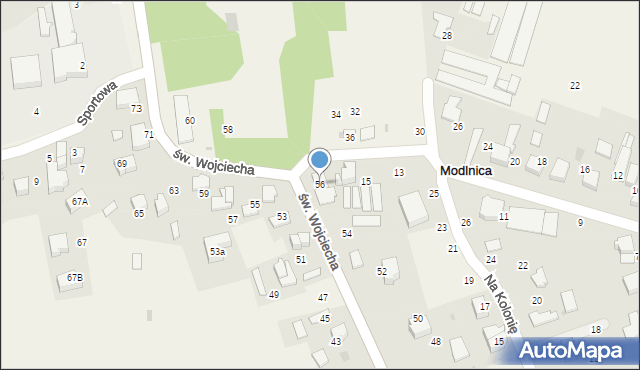 Modlnica, św. Wojciecha, 56, mapa Modlnica