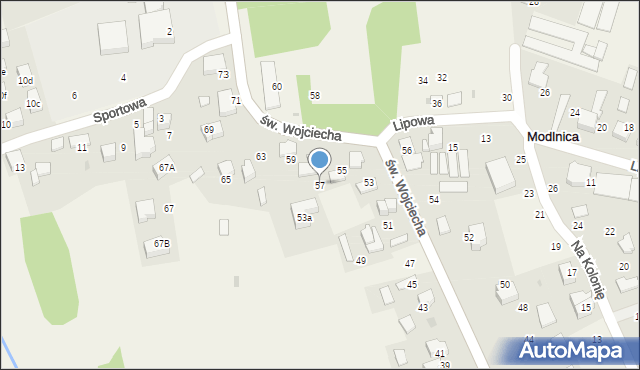 Modlnica, św. Wojciecha, 57, mapa Modlnica