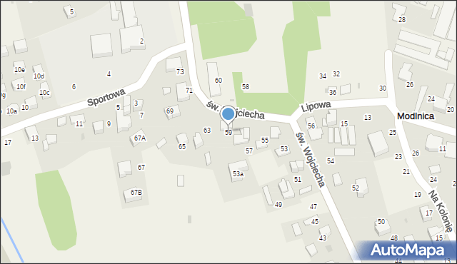 Modlnica, św. Wojciecha, 59, mapa Modlnica