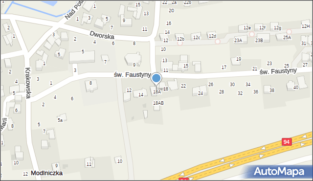 Modlniczka, św. Faustyny, 18a/2, mapa Modlniczka