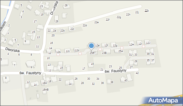 Modlniczka, św. Faustyny, 23A, mapa Modlniczka