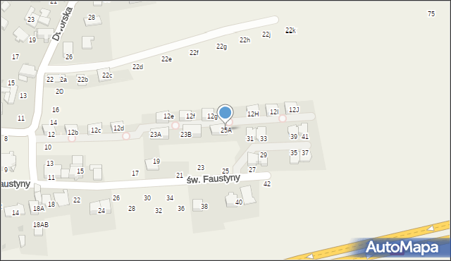 Modlniczka, św. Faustyny, 25A, mapa Modlniczka