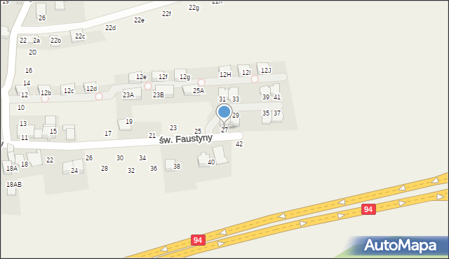 Modlniczka, św. Faustyny, 27, mapa Modlniczka