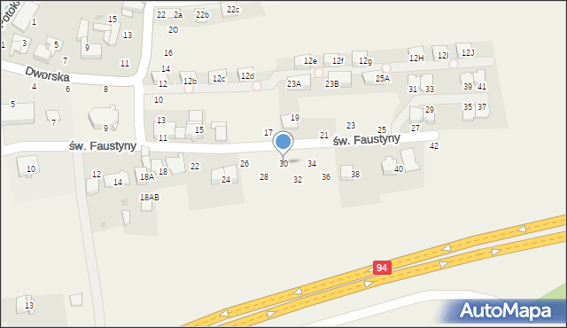 Modlniczka, św. Faustyny, 30, mapa Modlniczka