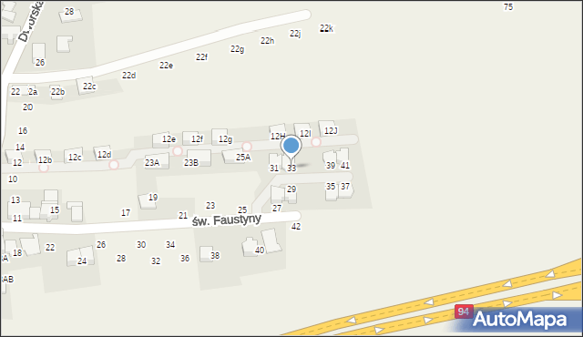 Modlniczka, św. Faustyny, 33, mapa Modlniczka