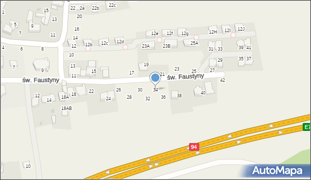 Modlniczka, św. Faustyny, 34, mapa Modlniczka