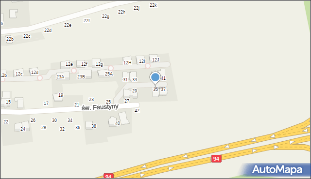 Modlniczka, św. Faustyny, 35, mapa Modlniczka