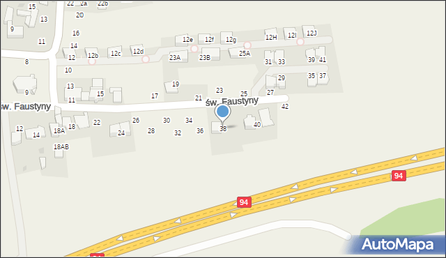 Modlniczka, św. Faustyny, 38, mapa Modlniczka