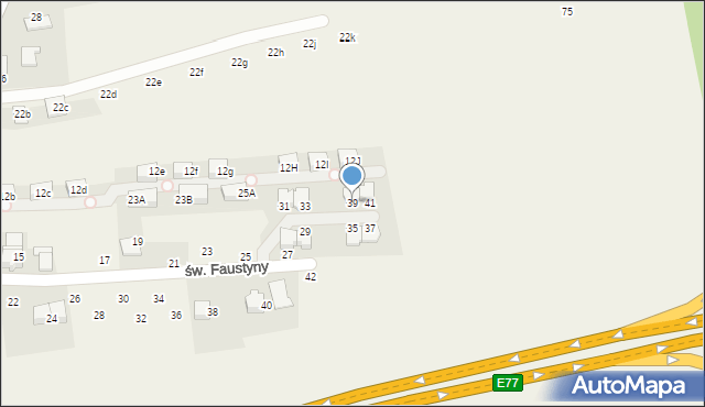 Modlniczka, św. Faustyny, 39, mapa Modlniczka