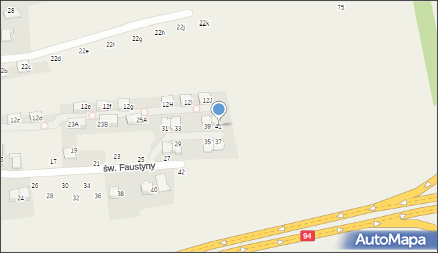 Modlniczka, św. Faustyny, 41, mapa Modlniczka