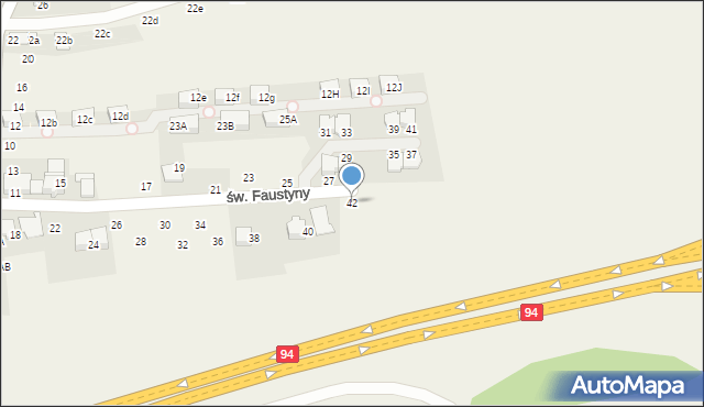 Modlniczka, św. Faustyny, 42, mapa Modlniczka