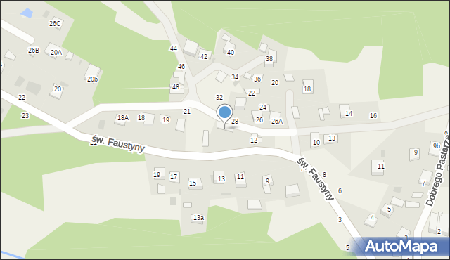 Mokrzyska, św. s. Faustyny, 14, mapa Mokrzyska