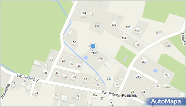 Mokrzyska, św. s. Faustyny, 28d, mapa Mokrzyska