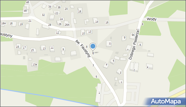 Mokrzyska, św. s. Faustyny, 6, mapa Mokrzyska